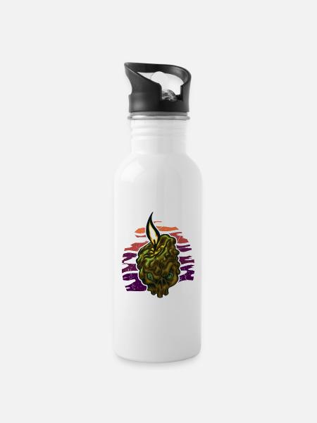 Gruselige Kerze für Horrorfans - Trinkflasche mit integriertem Trinkhalm - Weiß