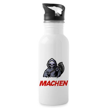 Beruflich wollte ich schon immer was mit Menschen - Trinkflasche mit integriertem Trinkhalm - Weiß - Rechts