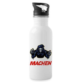 Beruflich wollte ich schon immer was mit Menschen - Trinkflasche mit integriertem Trinkhalm - Weiß - Rechts