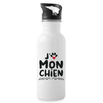J aime mon chien - Gourde avec paille intégrée - blanc - Droite