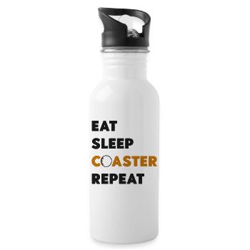 Roller Coaster Eat Sleep Coaster - Water bottle with straw - white - Right