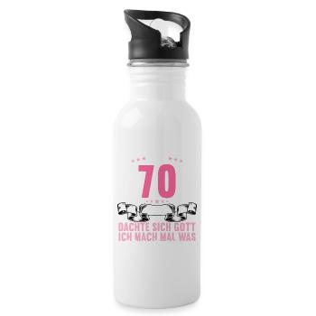 Vor 70 Jahren dachte Gott Schönes 70 Geburtstag - Trinkflasche mit integriertem Trinkhalm - Weiß - Rechts