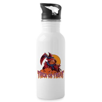 Scary halloween pumpkin witches zombie ghosts - Water bottle with straw - white - Right