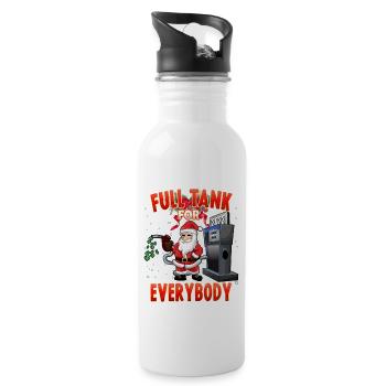 Full Tank for Everybody, Christmas Funny Santa Mem - Water bottle with straw - white - Right