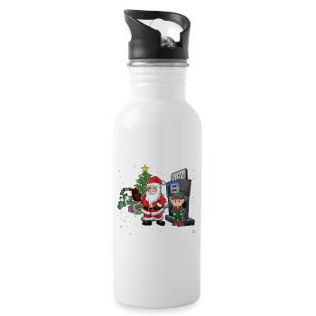 Noël 2022 Prix élevés de l’essence, drôle de mème du Père Noël - Gourde avec paille intégrée - blanc - Droite