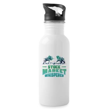 Stock Market Whisperer Stock Trader Bull and Bear - Water bottle with straw - white - Right
