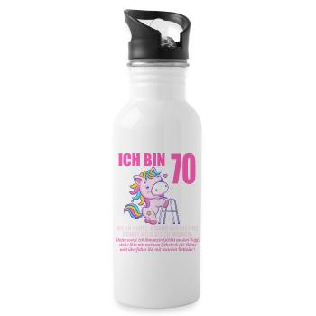 70 Jahre idee mich alt zu nennen 70 Geburtstag - Trinkflasche mit integriertem Trinkhalm - Weiß - Rechts