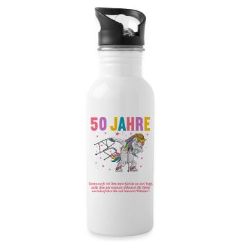 50 Jahre idee mich alt zu nennen 50 Geburtstag - Trinkflasche mit integriertem Trinkhalm - Weiß - Rechts
