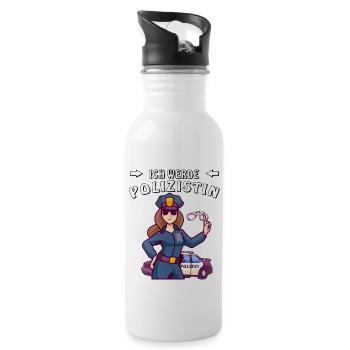 ICH WERDE POLIZISTIN - Trinkflasche mit integriertem Trinkhalm - Weiß - Rechts