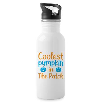 Coolest pumpkin in the patch - halloween humor - Water bottle with straw - white - Right