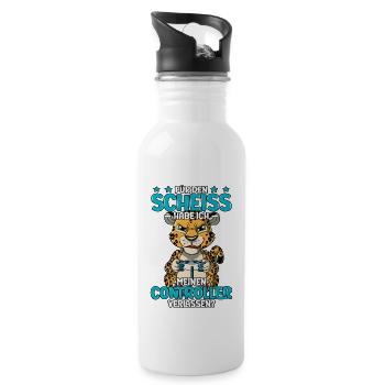 Zocken Gaming - Trinkflasche mit integriertem Trinkhalm - Weiß - Rechts