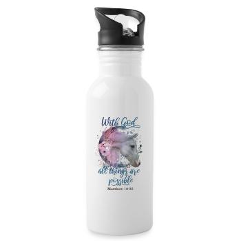 Christian Quotes Horses - Water bottle with straw - white - Right