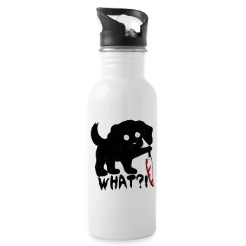 Funny halloween black dog instead of cat knife - Water bottle with straw - white - Right