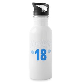 Endlich 18 aber Eltern leben bei mir 18 Geburtstag - Trinkflasche mit integriertem Trinkhalm - Weiß - Rechts