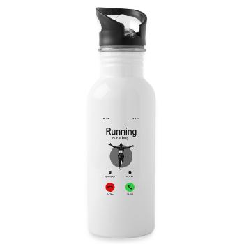 Running Runner Half Marathon Phone - Water bottle with straw - white - Right