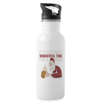 Es ist die schönste Zeit für einen bierseligen - Trinkflasche mit integriertem Trinkhalm - Weiß - Rechts