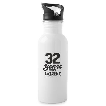 32 Years Of Being Awesome 32nd Birthday - Water bottle with straw - white - Right