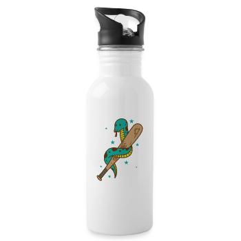 Snake Plays Baseball Reptile Animal Zoo - Water bottle with straw - white - Right
