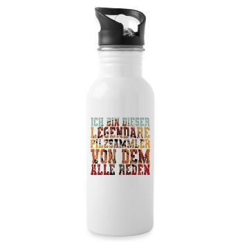 Pilzsammler Pilz Sucher - Trinkflasche mit integriertem Trinkhalm - Weiß - Rechts