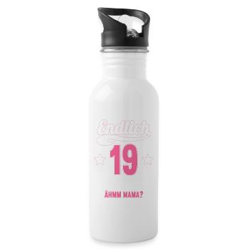 19 Jahre ich weiß kann alles Äh mama 19 Geburtstag - Trinkflasche mit integriertem Trinkhalm - Weiß - Rechts
