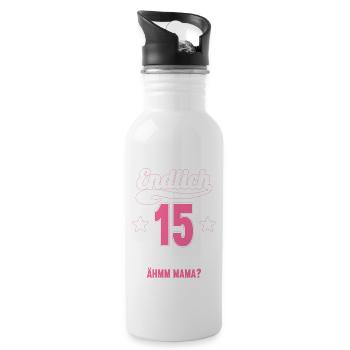 15 Jahre ich weiß kann alles Äh mama 15 Geburtstag - Trinkflasche mit integriertem Trinkhalm - Weiß - Rechts