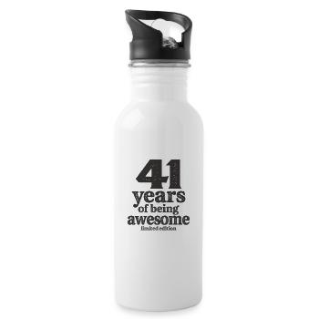 41 Years Of Being Awesome 41st Birthday - Water bottle with straw - white - Right