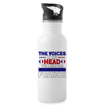 French Flag French Roots Gift - Water bottle with straw - white - Right