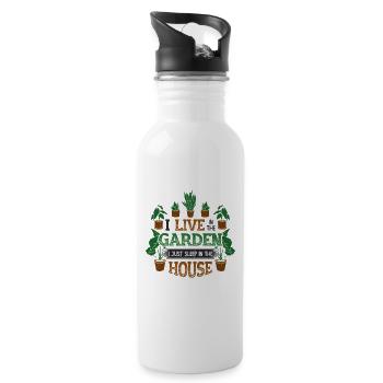 Je vis dans l’amoureux du jardin, le jardinage. - Gourde avec paille intégrée - blanc - Droite
