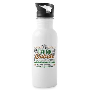 Pensez à l’extérieur, amoureux du jardin et de la nature - Gourde avec paille intégrée - blanc - Droite