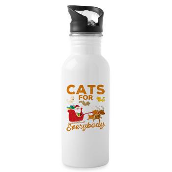 Merry Christmas Cat Santa Claus Kitten - Water bottle with straw - white - Right