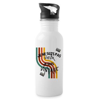 Je Ne Suis Pas Vieux Je Suis Vintage Cadeau Papi - Gourde avec paille intégrée - blanc - Droite