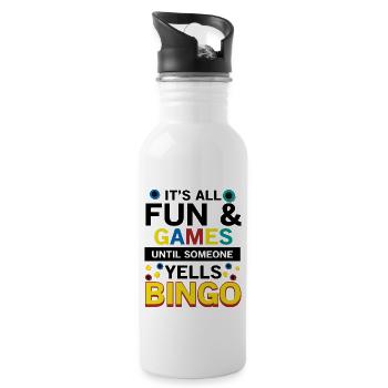 Bingo Yells Bingo Fan Lustiges Bingo - Trinkflasche mit integriertem Trinkhalm - Weiß - Rechts
