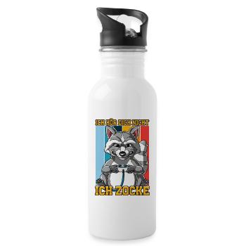 Zocken Gaming Ich Höre Dich Nicht Ich Zocke - Trinkflasche mit integriertem Trinkhalm - Weiß - Rechts