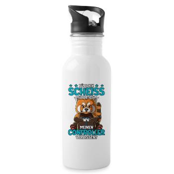 Zocken Gaming - Trinkflasche mit integriertem Trinkhalm - Weiß - Rechts