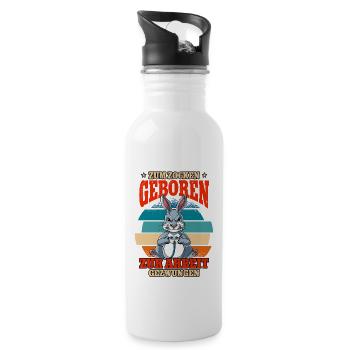 Zum Zocken Geboren Zum Arbeiten Gezwungen - Trinkflasche mit integriertem Trinkhalm - Weiß - Rechts