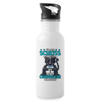 Zocken Gaming - Trinkflasche mit integriertem Trinkhalm - Weiß - Rechts