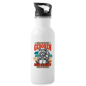 Zum Zocken Geboren Zum Arbeiten Gezwungen - Trinkflasche mit integriertem Trinkhalm - Weiß - Rechts