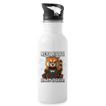 Zocken Gaming Nerv Nicht Bin Am Zocken - Trinkflasche mit integriertem Trinkhalm - Weiß - Rechts