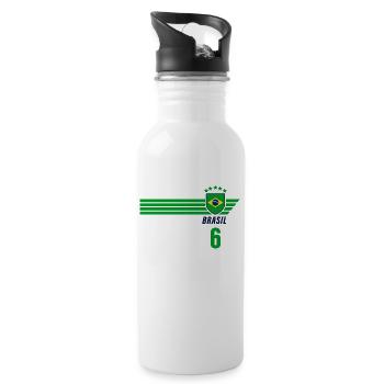 Brazil Brazilian Seleção Football Fan Jersey - Water bottle with straw - white - Right
