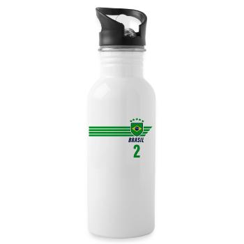 Brazil Brazilian Seleção Football Fan Jersey - Water bottle with straw - white - Right
