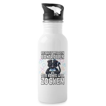 Videospiel Gaming Stinktier Zocken - Trinkflasche mit integriertem Trinkhalm - Weiß - Rechts