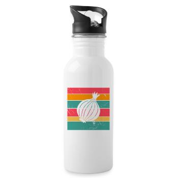 Onion Lover Retro Vegetables Vegan Gift idea - Trinkflasche mit integriertem Trinkhalm - Weiß - Rechts