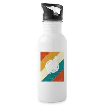 Onion Lover Retro Vegetables Vegan Gift idea - Trinkflasche mit integriertem Trinkhalm - Weiß - Rechts