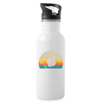 Onion Lover Retro Vegetables Vegan Gift idea - Trinkflasche mit integriertem Trinkhalm - Weiß - Rechts