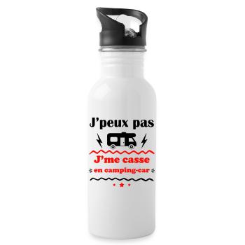 J'peux pas j'me casse en camping-car, vacances,été - Gourde avec paille intégrée - blanc - Droite