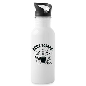 Aqua Tofana Line Art Poison Bottle Crime Fan - Water bottle with straw - white - Right