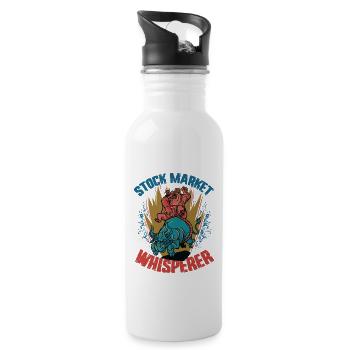 Stock Market Whisperer Stock Trader Bull and Bear - Water bottle with straw - white - Right