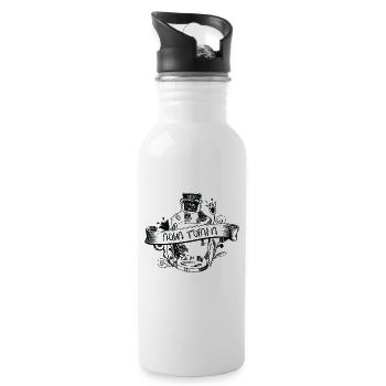 Aqua Tofana Line Art Poison Bottle Crime Fan - Water bottle with straw - white - Right