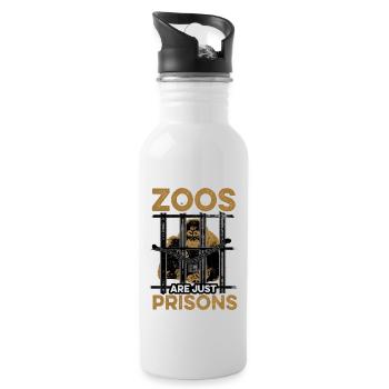 Zoos Are Just Prisons Anti Protesting Animal - Water bottle with straw - white - Right