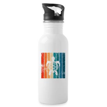 Turtle Retro Animal Sea Reptile Gift idea - Water bottle with straw - white - Right